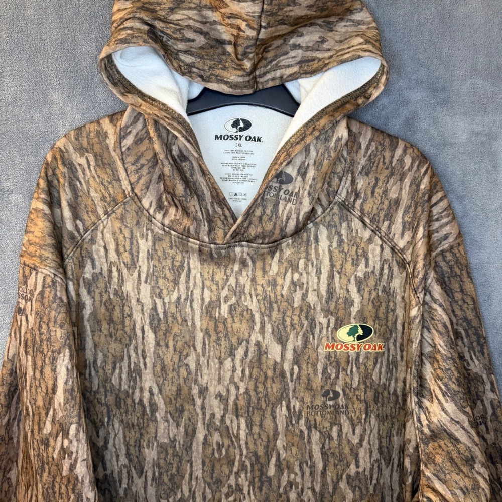 Mossy Oak Bottomland Camo Zip Pocketed Mens 3XL Polyester Hunting Pullover